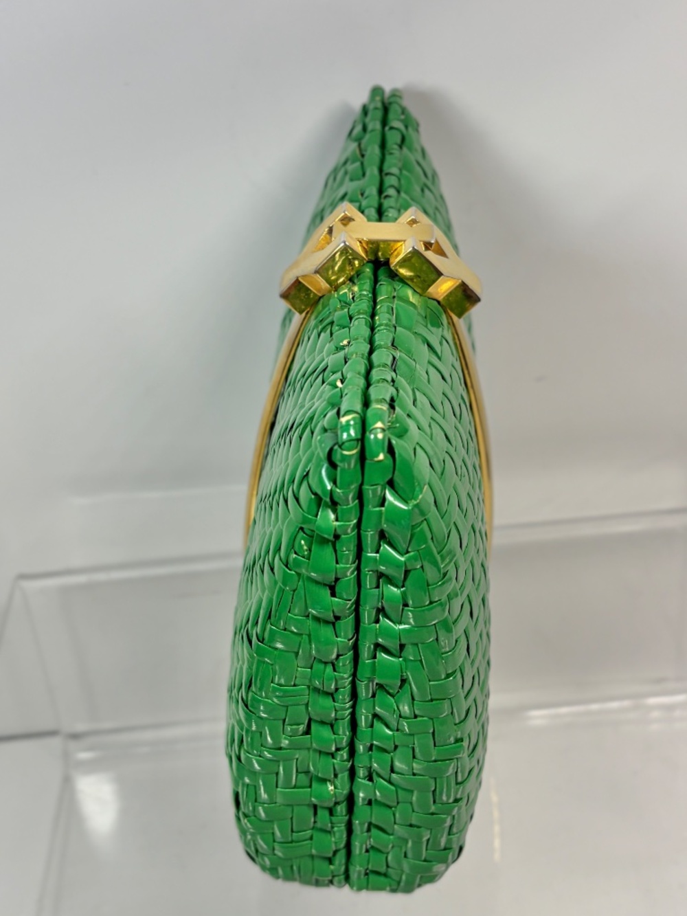 RODO Italy GREEN Wicker Clutch 60s 70s Designer Purse HTF Vintage Evening Italy - Picture 3 of 16